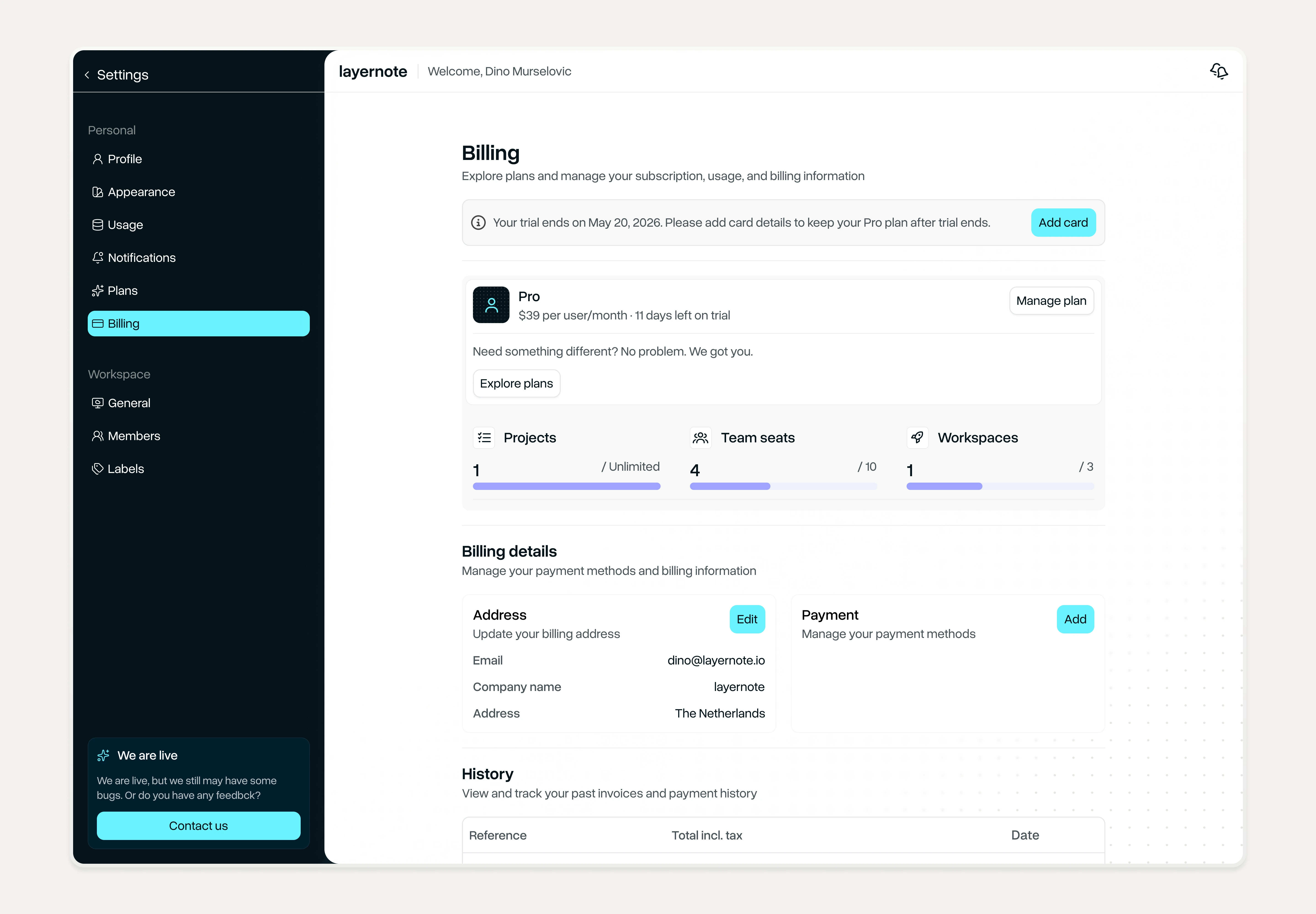 Layernote Billing